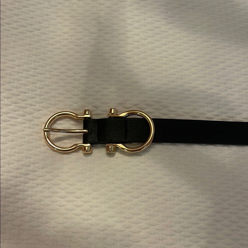 BP Black and Gold Leather Belt with Classic Buckle